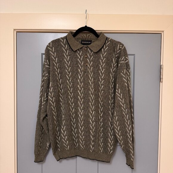 Vintage Conte di Milano Gray Chevron Sweater, Size L - Picture 8 of 8